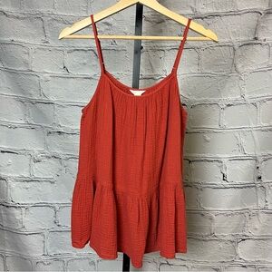 Caslon Burnt Orange  Gauze Tank Top. Adjustable Straps